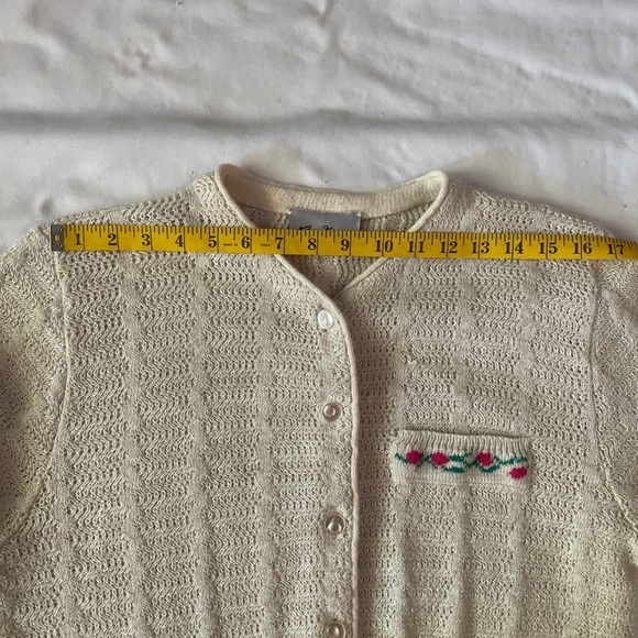 CARLA FERRONI By Lady Jane Ivory Short Cardigan Sweater Size Large Made in Italy - Picture 8 of 12